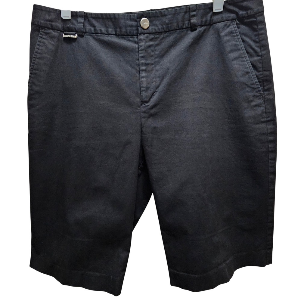 Lauren Ralph Lauren Womens Black Bermuda Shorts Sz10 Cotton Preppy Stretch Golf